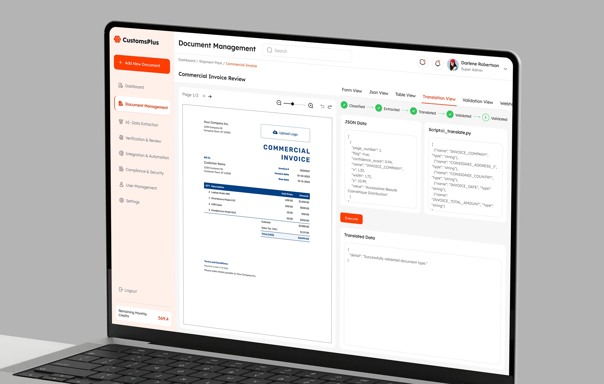 commercial invoice review