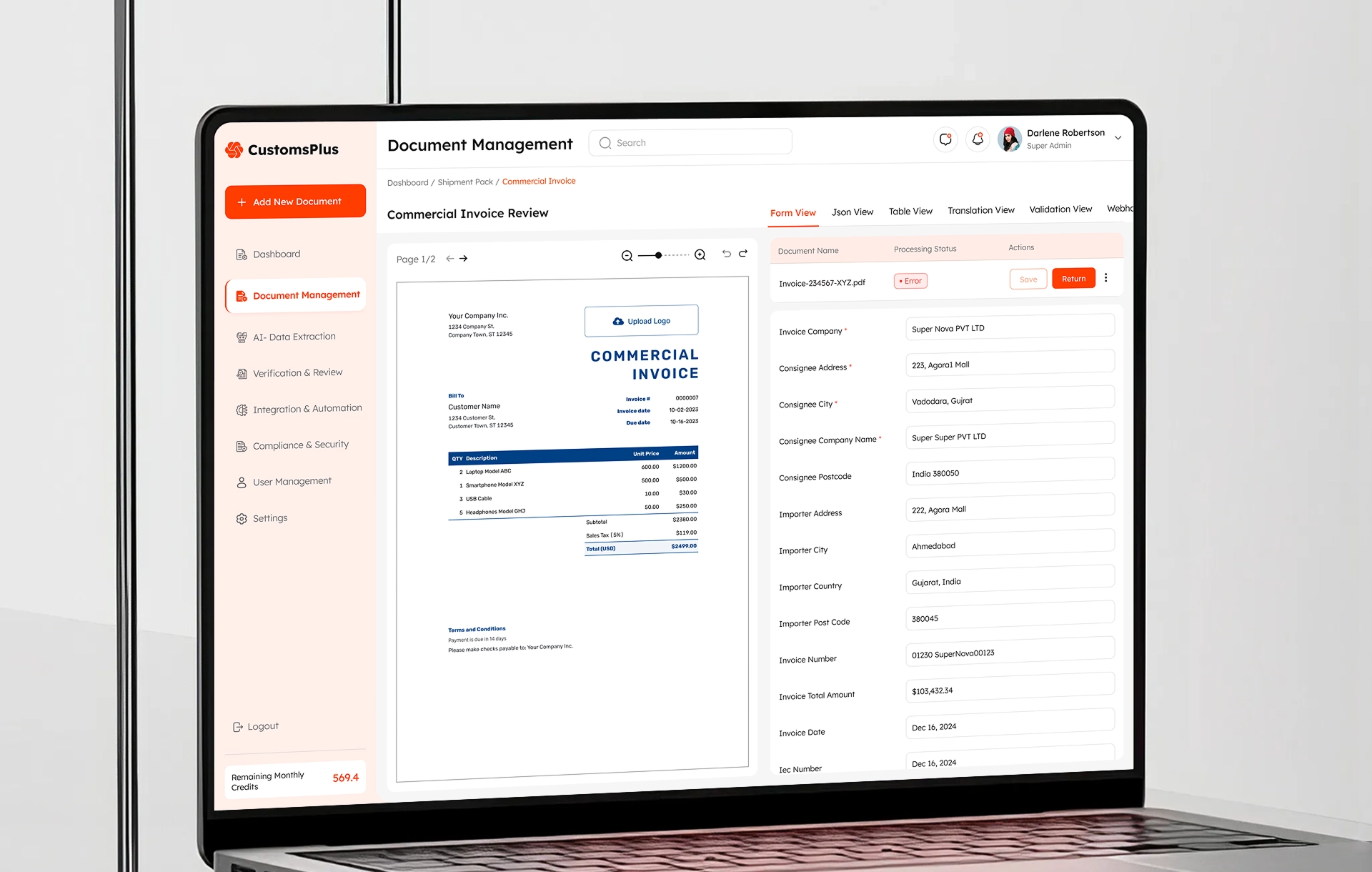 commercial invoice